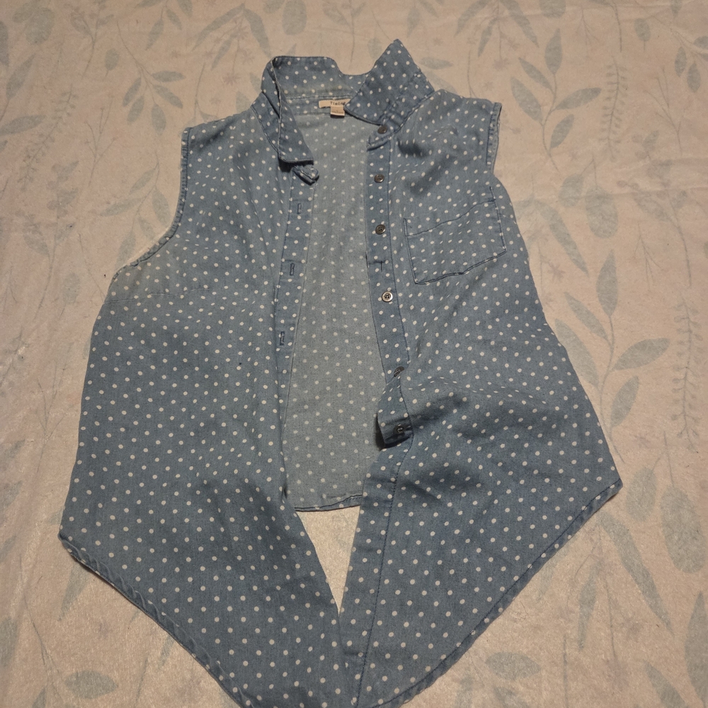 Blue Polka Dot Sleeveless Shirt